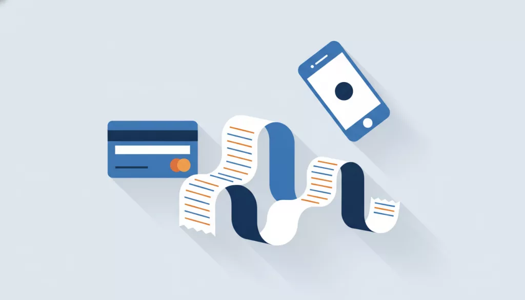 Illustration d'une carte bancaire et d'un ticket de caisse