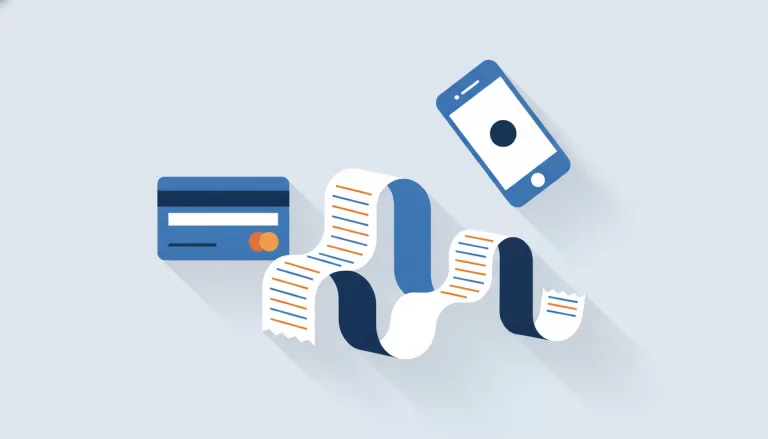 Illustration d'une carte bancaire et d'un ticket de caisse